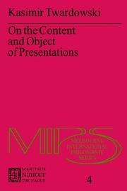 Cover of: On the content and object of presentations: a psychological investigation