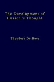 Cover of: The Development of Husserl's Thought (Phaenomenologica)