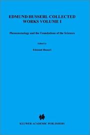 Cover of: Edmund Husserl Collected Works, Vol. 1: Phenomenology and the Foundations of Science