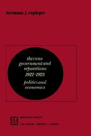 Cover of: The Cuno government and reparations, 1922-1923: politics and economics