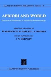 Cover of: Apriori and world: European contributions to Husserlian phenomenology