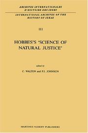 Cover of: Hobbes's 'science of natural justice' by edited by C. Walton and P.J. Johnson.