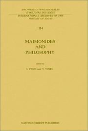Cover of: Maimonides and philosophy by Jerusalem Philosophical Encounter (6th 1985)