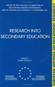 Cover of: RESEARCH INTO SECONDARY EDUCATION (European Meetings On Educational Research)