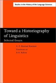 Cover of: Toward a historiography of linguistics: selected essays