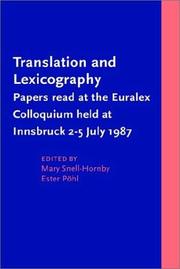 Front cover of Translation And Lexicography by Unknown
