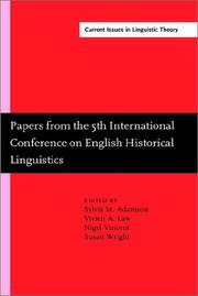 Cover of: Papers from the 5th International Conference on English Historical Linguistics, Cambridge, 6-9 April 1987: dedicated to the memory of James Peter Thorne (1933-1988)