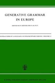 Cover of: Generative grammar in Europe