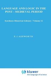 Cover of: Language and logic in the post-medieval period by E. J. Ashworth