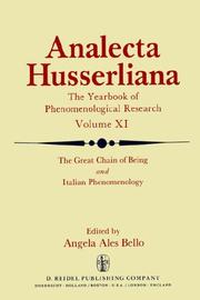 The Great Chain of Being and Italian Phenomenology (Analecta Husserliana) by A.A. Bello