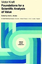 Cover of: Foundations for a scientific analysis of value