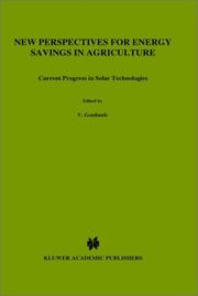 Cover of: New perspectives for energy savings in agriculture: current progress in solar technologies