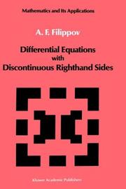 Cover of: Differential equations with discontinuous righthand sides
