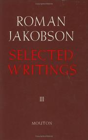 Cover of: Selected Writings (Selected writings / Roman Jakobson)