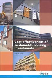 Cover of: Cost Effectiveness of Sustainable Housing Investments (Sustainable Urban Areas) (Sustainable Urban Areas)