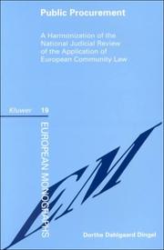 Cover of: Public procurement: a harmonization of the national judicial review of the application of European Community law