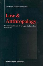 Cover of: Law and Anthropology:International Yearbook for Legal Anthropology by Rene Kuppe