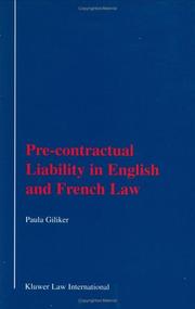 Cover of: Pre-contractual liability in English and French law