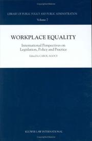 Cover of: Workplace equality: international perspectives on legislation, policy, and practice