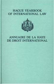 Cover of: Hague Yearbook of International Law (Hague Yearbook of International Law/Annuaire De La Haye De Droit International)