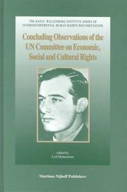 Cover of: Concluding Observations of the UN Committee on Economic, Social and Cultural Rights by Leif Holmstrom