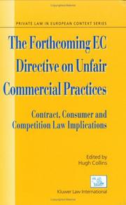 Cover of: The forthcoming EC directive on unfair commercial practices
