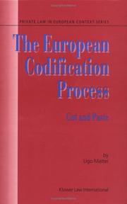 Cover of: The European codification process by Ugo Mattei