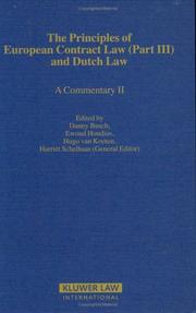 Cover of: Principles of European Contract Law and Dutch Law (Part III). a Commentary II (Principles of European Contract Law) (Principles of European Contract Law) by Danny Busch