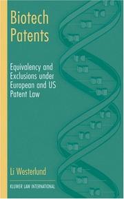 Cover of: Biotech patents: equivalence and exclusions under European and U.S. patent law