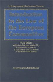 Cover of: Introduction to the Law of the European Communities