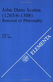 Cover of: John Duns Scotus (1265/5-1308) (Elementa S.) by E., P. Bos