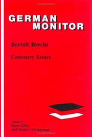 Cover of: Bertolt Brecht. Centenary Essays. (German Monitor 41)