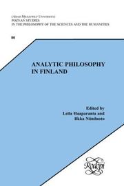 Cover of: Analytic Philosophy in Finland (Poznan Studies in the Philosophy of the Sciences and the Humanities 80) (Poznan Studies in the Philosophy of the Sciences & the Humanities)