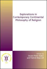 Cover of Explorations in contemporary continental philosophy of religion by Deane-Peter Baker