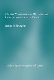 Cover of: On the Mathematical Method and Correspondence with Exner (Studien zur Österreichischen Philosophie, 37) (Studien Zur Sterreichischen Philosophie)