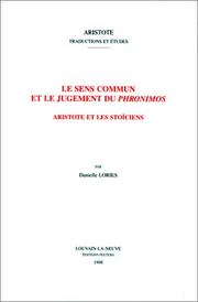 Cover of: Le sens commun et le jugement du Phronimos by Danielle Lories
