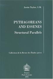 Cover of: Pythagoreans And Essenes: Structural Parallels (Collection De La Revue Des Etudes Juives) (Collection De La Revue Des Etudes Juives)