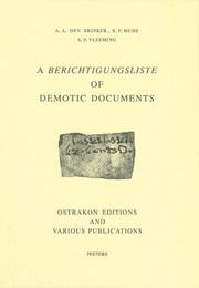 Cover of: A Berichtigungsliste of Demotic Documents by 