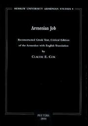 Cover of: Armenian Job: reconstructed Greek text, critical edition of the Armenian, with English translation