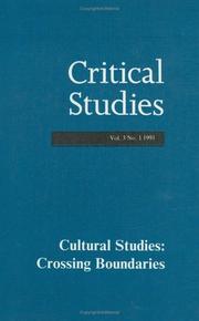 Cover of: Cultural Studies: Crossing Boundaries (Critical Studies, Vol 3, No 1) (Critical Studies, Vol 3, No 1)