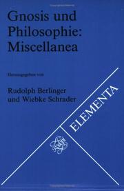 Cover of: Gnosis Und Philosophie. Miscellanea.