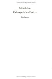 Cover of: Philosophisches Denken.Einubungen. Hrsg. von Franz Trager in Zusammenarbeit mit Dorothea Gunther. (2. Aufl. 1995).