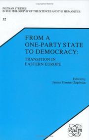 Cover of: From a One-Party State to Democracy by Janina Frentzel-Zagorska