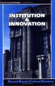 Institution & Innovation (Avant Garde Critical Studies 8) cover