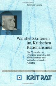 Cover of: Wahrheitskriterien im kritischen Rationalismus by Bernward Gesang