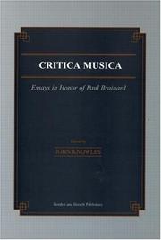 Cover of: Critica musica: essays in honor of Paul Brainard