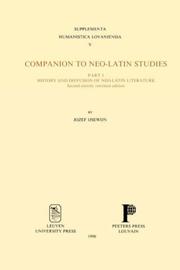 Cover of: Companion to Neo-Latin Studies, Part I. History and Diffusion of Neo-Latin Literature (Supplementa Humanistica Lovaniensia) by jozef Ijsewijn