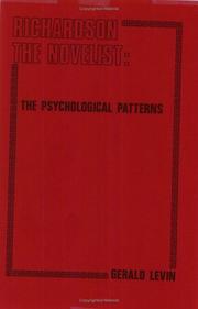 Cover of: Richardson the novelist: the psychological patterns