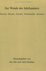 Cover of: Zur Wende des Jahrhunderts: Nietzsche, Bertram, Frommel, Hofmannsthal, Borchardt (Duitse Kroniek Jg. 37/1-2) (Duitse kroniek)