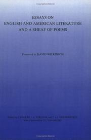 Cover of: Essays on English and American Literature and a Sheaf of Poems (Costerus NS 63) (Costerus New Series)